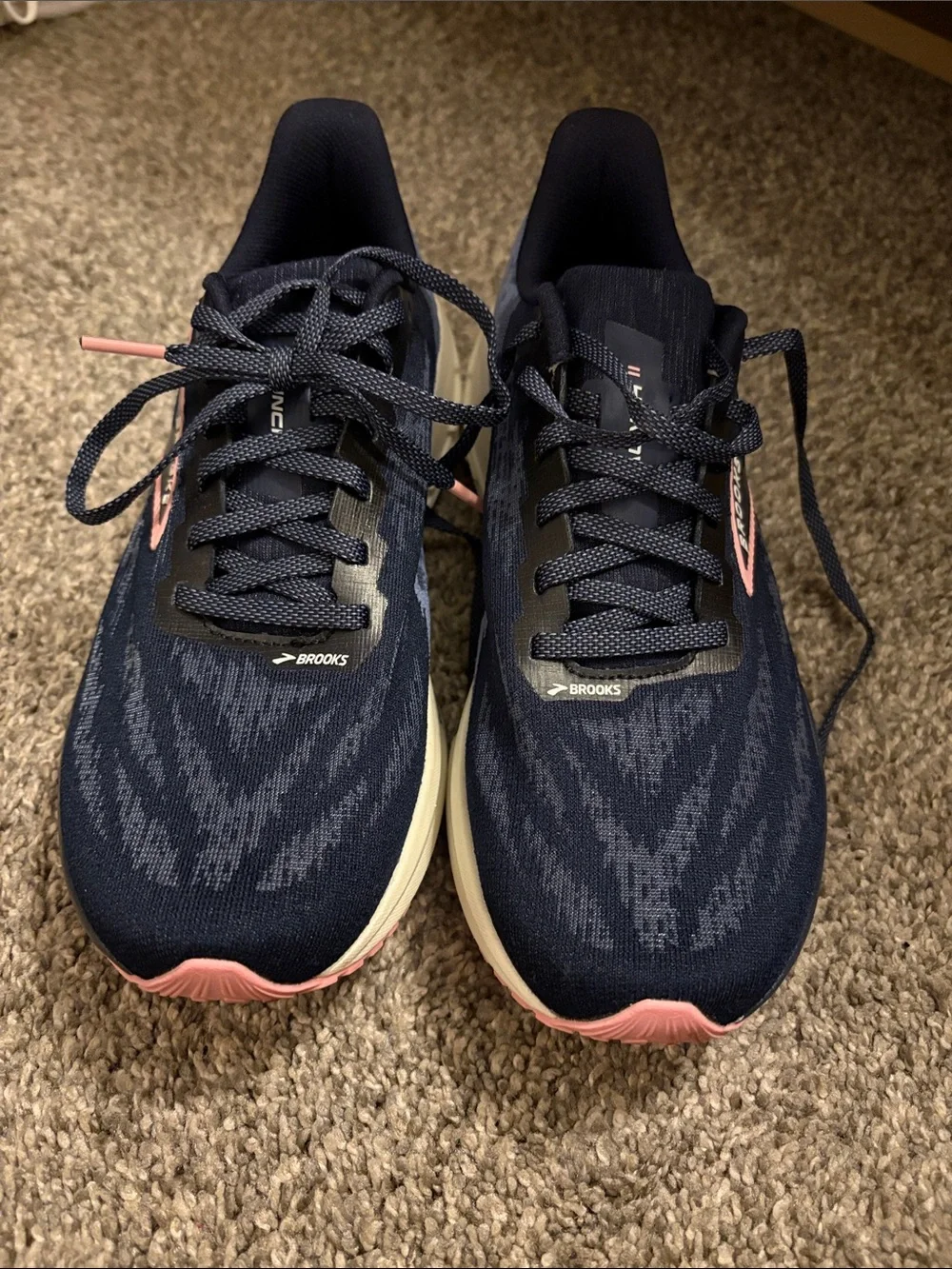Brooks Women's Navy and Pink Running Sneakers